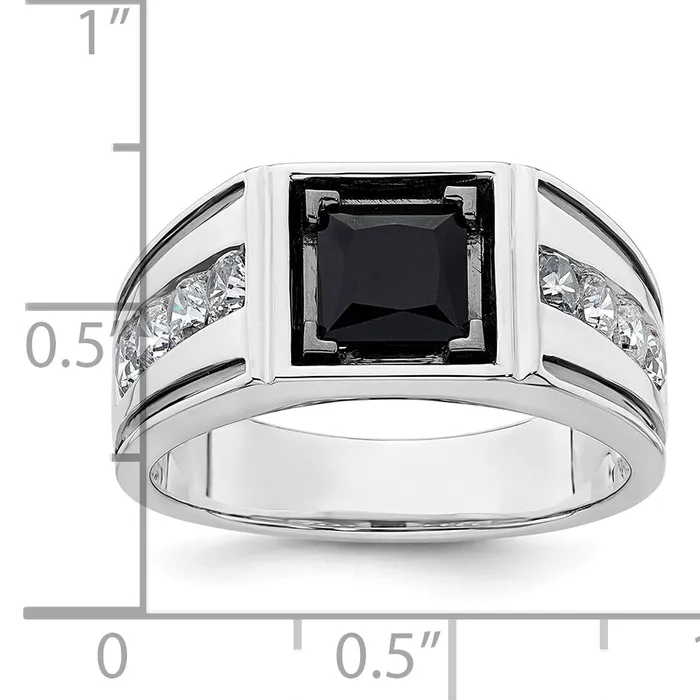 Rings Goldia 14k White Gold Black Rhodium 78 Ct Lab Grown Diamond VSSI G and Onyx Mens Ring