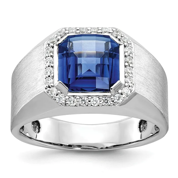 Rings Goldia 14k White Gold Mens Gemstone and Diamond Ring Mounting
