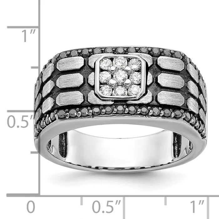 Rings Goldia 14k White Gold with Black Rhodium Mens Satin 58 carat Diamond Complete Ring