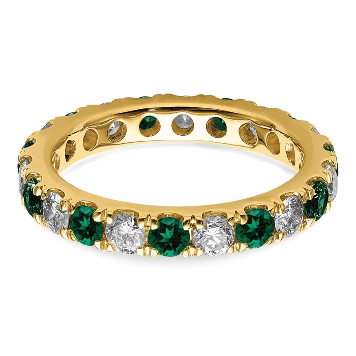 Rings Goldia 14k Yellow Gold 1 15 Ct Lab Grown Diamond VSSI G and Lab Created Emerald Eternity Band Ring