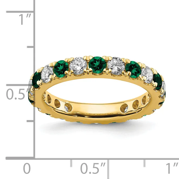 Rings Goldia 14k Yellow Gold 1 15 Ct Lab Grown Diamond VSSI G and Lab Created Emerald Eternity Band Ring