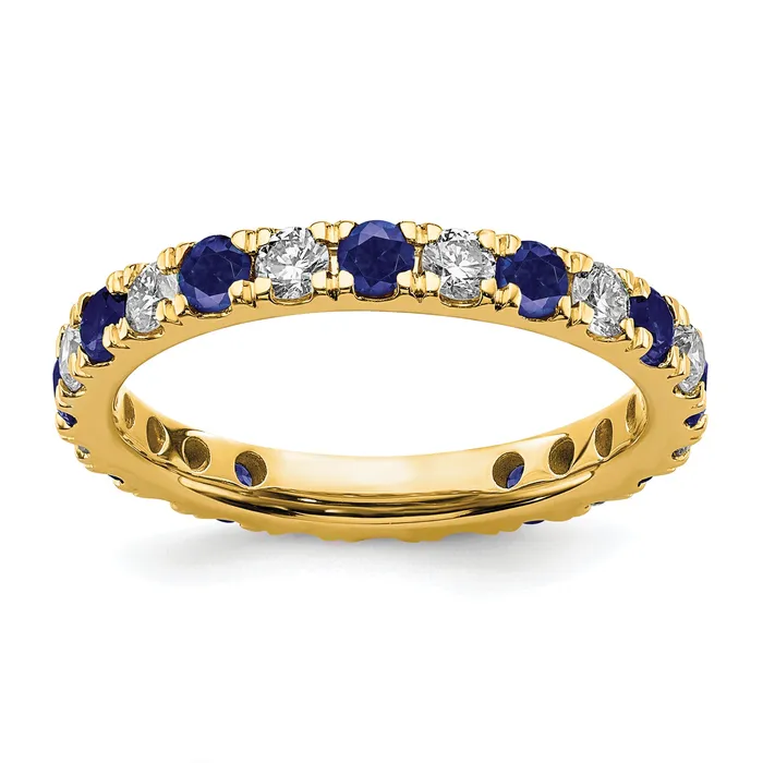 Rings Goldia 14k Yellow Gold 34 Ct Lab Grown Diamond VSSI G and Lab Created Blue Sapphire Eternity Band Ring Rings Goldia 14k Yellow Gold 34 Ct Lab Grown Diamond VSSI G and Lab Created Blue Sapphire Eternity Band Ring