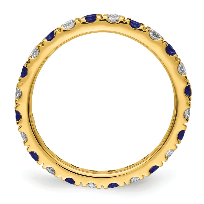 Rings Goldia 14k Yellow Gold 34 Ct Lab Grown Diamond VSSI G and Lab Created Blue Sapphire Eternity Band Ring