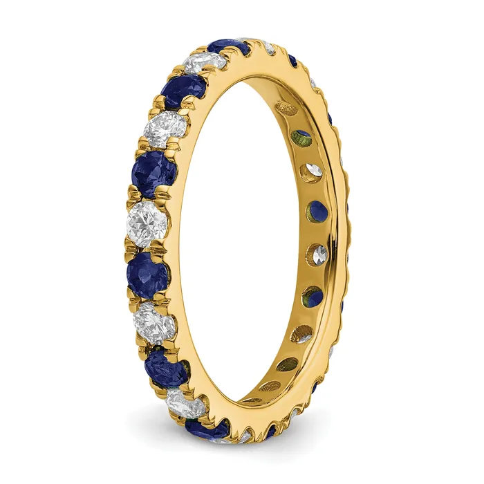 Rings Goldia 14k Yellow Gold 34 Ct Lab Grown Diamond VSSI G and Lab Created Blue Sapphire Eternity Band Ring