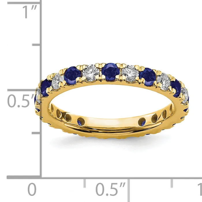 Rings Goldia 14k Yellow Gold 34 Ct Lab Grown Diamond VSSI G and Lab Created Blue Sapphire Eternity Band Ring