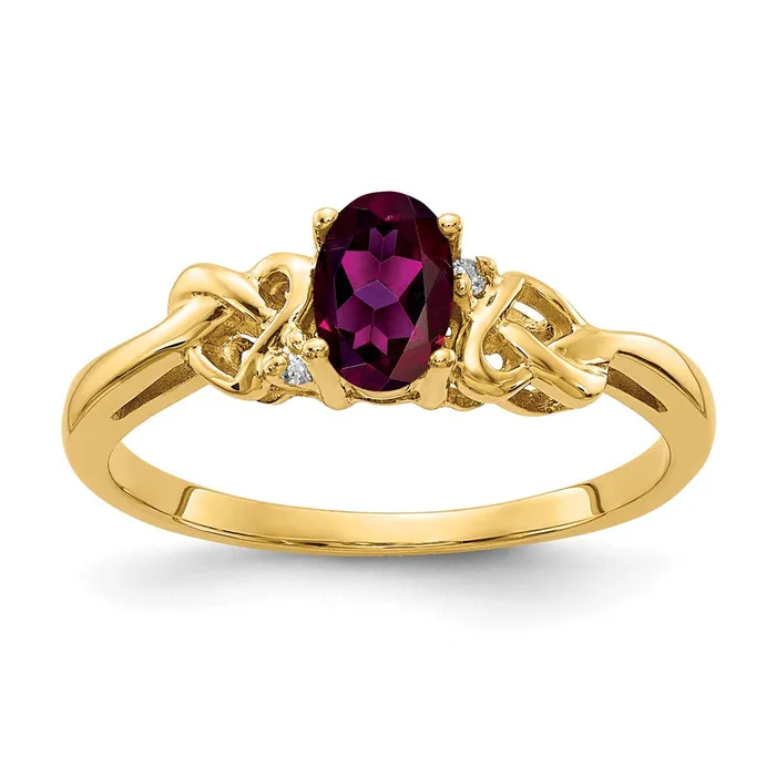 Rings Goldia 14k Yellow Gold 6x4mm Oval Rhodolite Garnet AAA Diamond ring