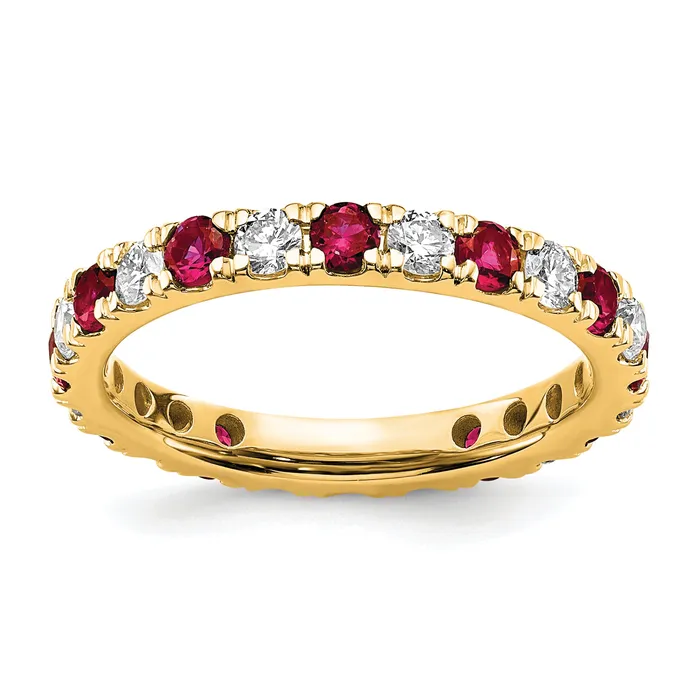 Rings Goldia 14k Yellow Gold 78 Ct Lab Grown Diamond VSSI G and Lab Created Ruby Eternity Band Ring Rings Goldia 14k Yellow Gold 78 Ct Lab Grown Diamond VSSI G and Lab Created Ruby Eternity Band Ring