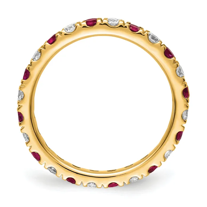 Rings Goldia 14k Yellow Gold 78 Ct Lab Grown Diamond VSSI G and Lab Created Ruby Eternity Band Ring