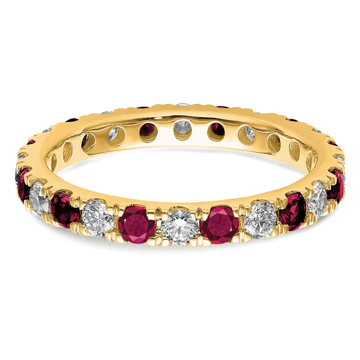 Rings Goldia 14k Yellow Gold 78 Ct Lab Grown Diamond VSSI G and Lab Created Ruby Eternity Band Ring