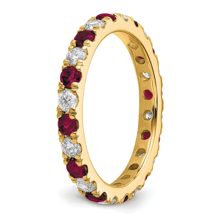 Rings Goldia 14k Yellow Gold 78 Ct Lab Grown Diamond VSSI G and Lab Created Ruby Eternity Band Ring