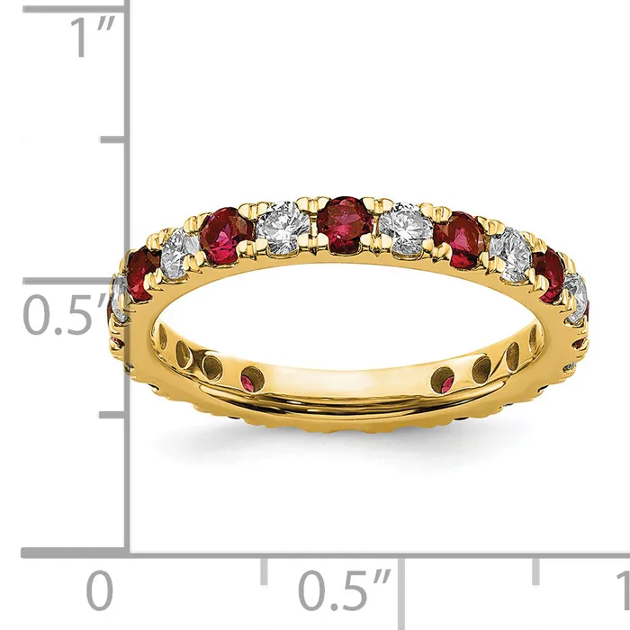 Rings Goldia 14k Yellow Gold 78 Ct Lab Grown Diamond VSSI G and Lab Created Ruby Eternity Band Ring