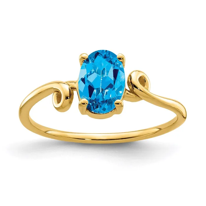 Rings Goldia 14K Yellow Gold 7x5mm Oval Blue Topaz ring