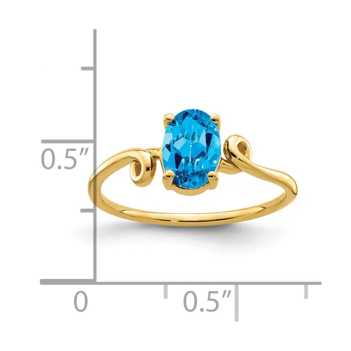 Rings Goldia 14K Yellow Gold 7x5mm Oval Blue Topaz ring
