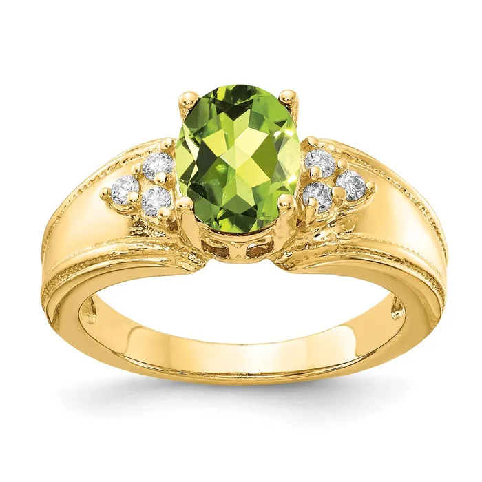 Rings Goldia 14K Yellow Gold 8x6mm Oval Peridot A Real Diamond ring