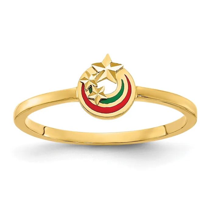 Rings Goldia 14K Yellow Gold Enameled with Diamondcut Stars Ring