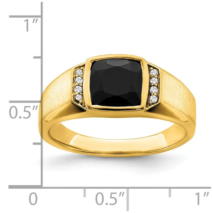 Rings Goldia 14K Yellow Gold Onyx and Real Diamond Mens Ring
