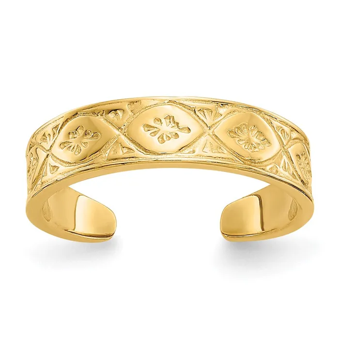 Rings Goldia 14k Yellow Gold Polished Wave wFlower Center Toe Ring