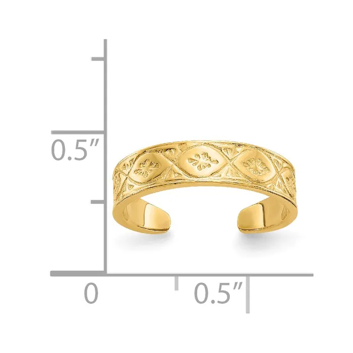 Rings Goldia 14k Yellow Gold Polished Wave wFlower Center Toe Ring