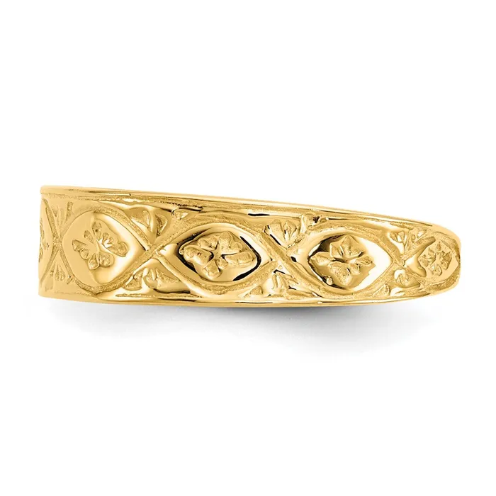 Rings Goldia 14k Yellow Gold Polished Wave wFlower Center Toe Ring