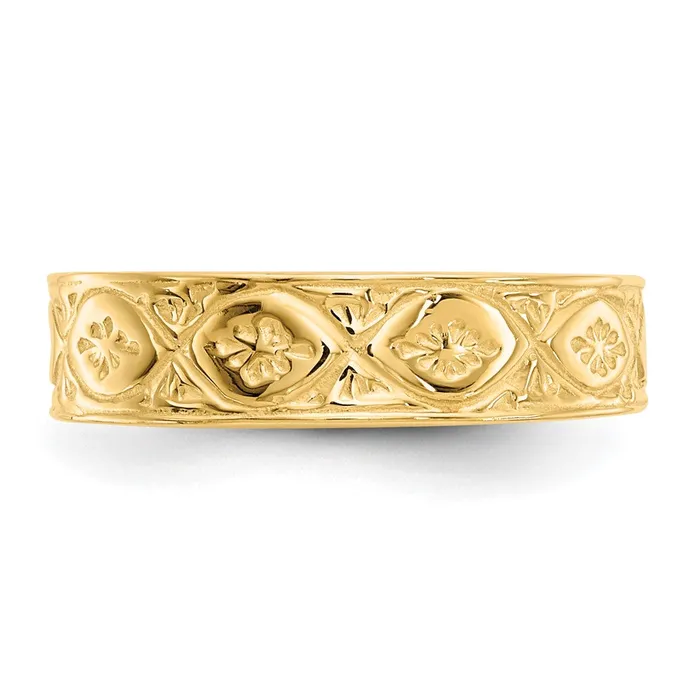Rings Goldia 14k Yellow Gold Polished Wave wFlower Center Toe Ring