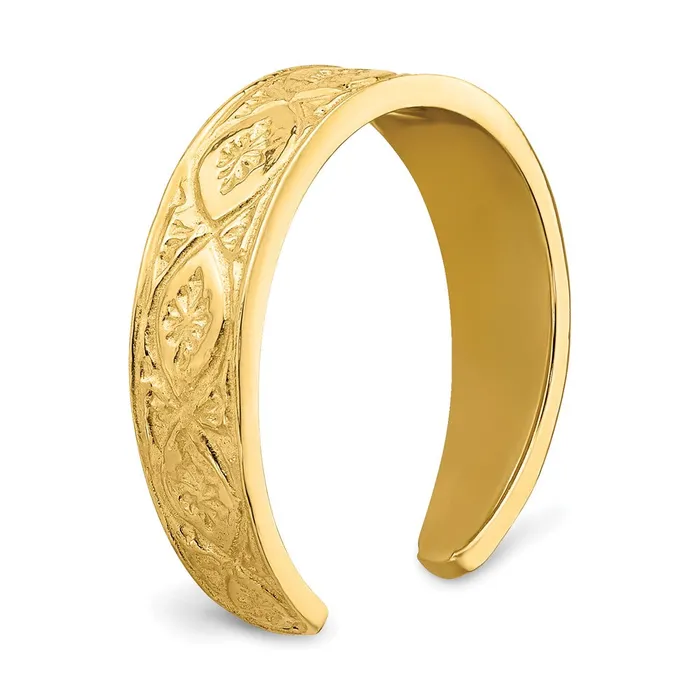 Rings Goldia 14k Yellow Gold Polished Wave wFlower Center Toe Ring