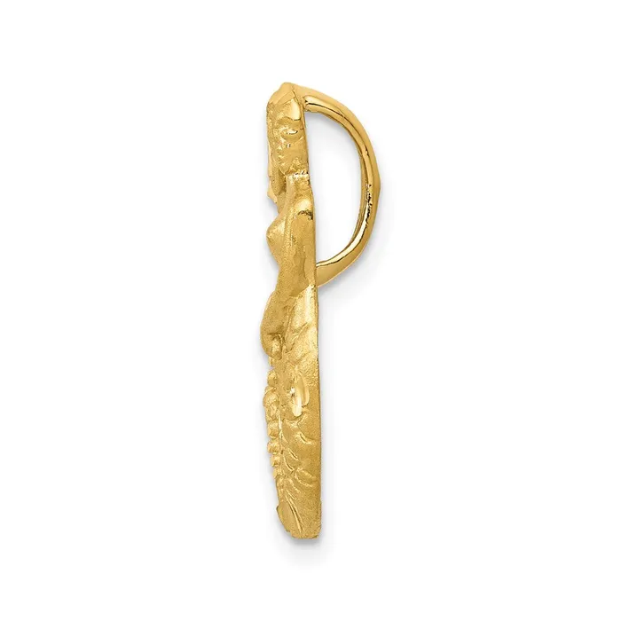 Rings Goldia 14k Yellow Gold Satin Diamondcut OpenBacked Mermaid Pendant