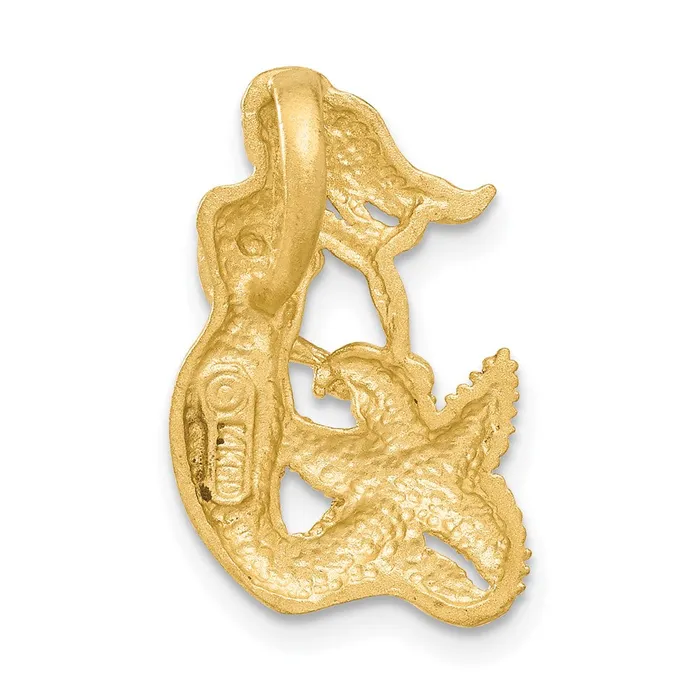 Rings Goldia 14k Yellow Gold Satin Diamondcut OpenBacked Mermaid Pendant
