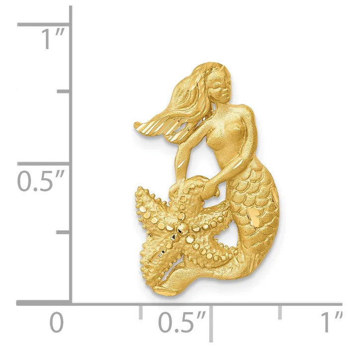 Rings Goldia 14k Yellow Gold Satin Diamondcut OpenBacked Mermaid Pendant