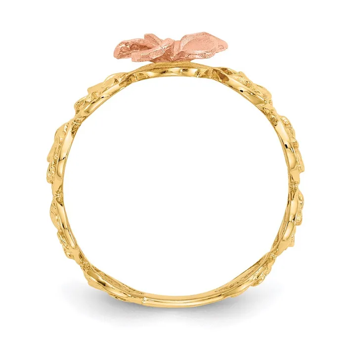Rings Goldia 14k Yellow u0026 Rose Gold Diamondcut Plumeria Flower Ring