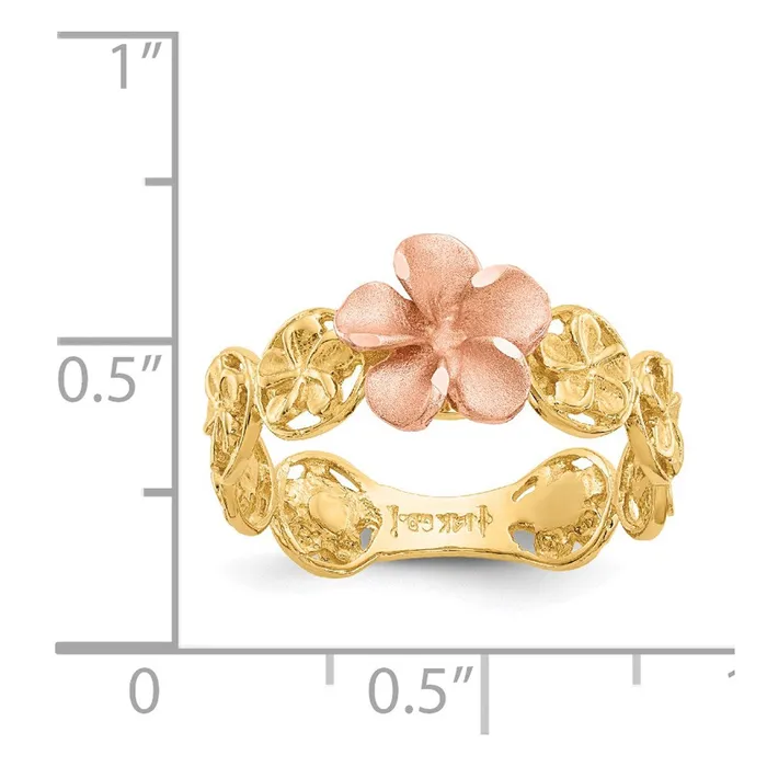 Rings Goldia 14k Yellow u0026 Rose Gold Diamondcut Plumeria Flower Ring