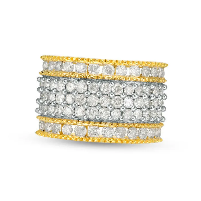 Rings Goldia 20 CT TW Natural Diamond MultiRow Antique VintageStyle Ring in Solid 10K Yellow Gold Rings Goldia 20 CT TW Natural Diamond MultiRow Antique VintageStyle Ring in Solid 10K Yellow Gold