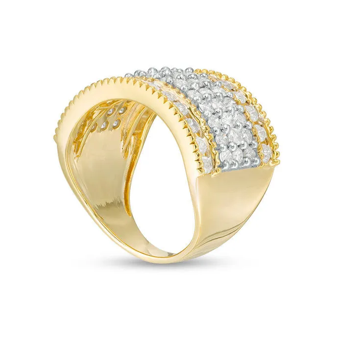 Rings Goldia 20 CT TW Natural Diamond MultiRow Antique VintageStyle Ring in Solid 10K Yellow Gold Rings Goldia 20 CT TW Natural Diamond MultiRow Antique VintageStyle Ring in Solid 10K Yellow Gold