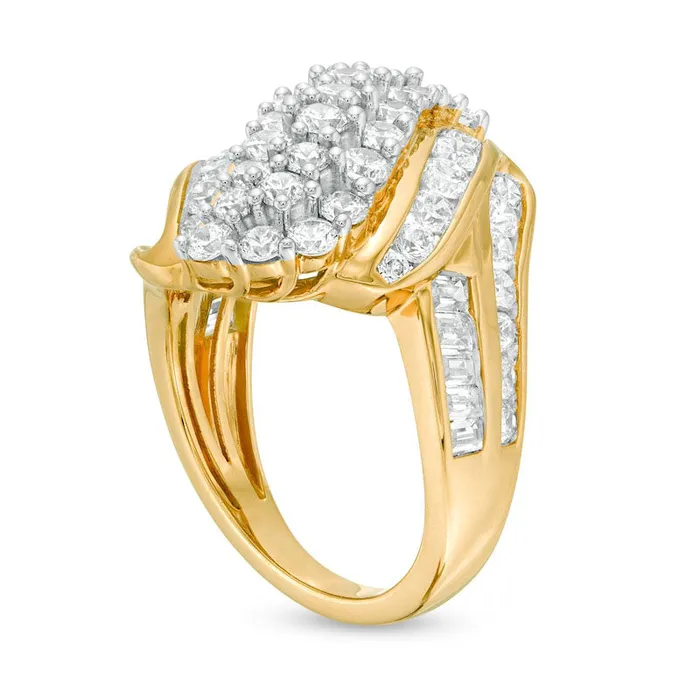 Rings Goldia 30 CT TW Natural Diamond MultiRow Bypass Ring in Solid 10K Yellow Gold Rings Goldia 30 CT TW Natural Diamond MultiRow Bypass Ring in Solid 10K Yellow Gold