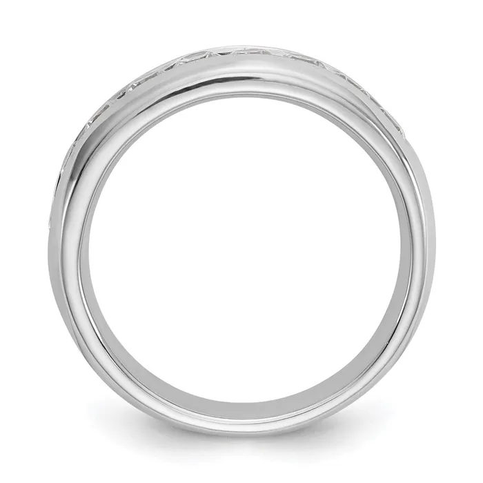 Rings goldiaca 14K White Gold 9Stone Real Diamond Channel Band