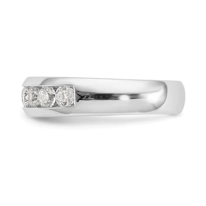 Rings goldiaca 14K White Gold 9Stone Real Diamond Channel Band