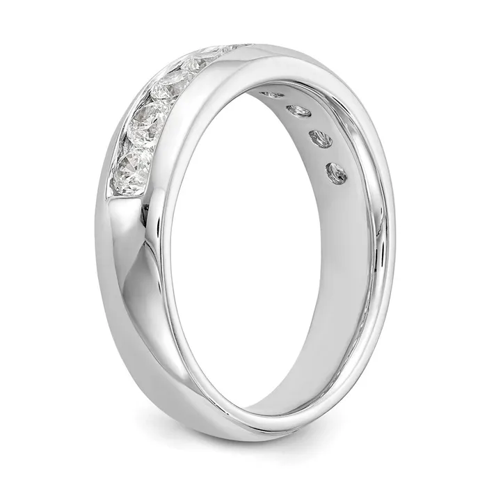 Rings goldiaca 14K White Gold 9Stone Real Diamond Channel Band