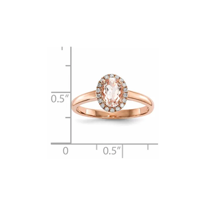 Rings Goldiacom 14k Rose Gold Polished Morganite and Real Diamond Ring