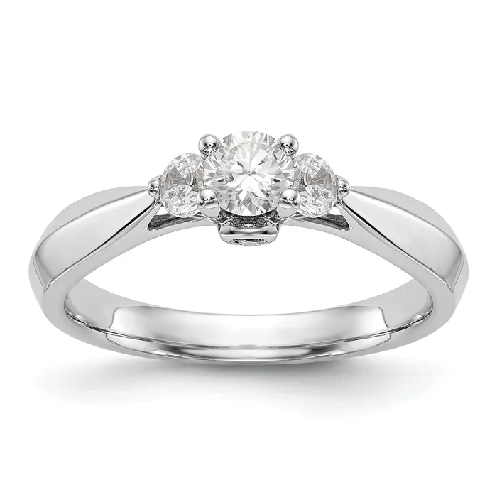Rings Goldiacom 14K White Gold 3 Stone Simulated Diamond Engagement Ring
