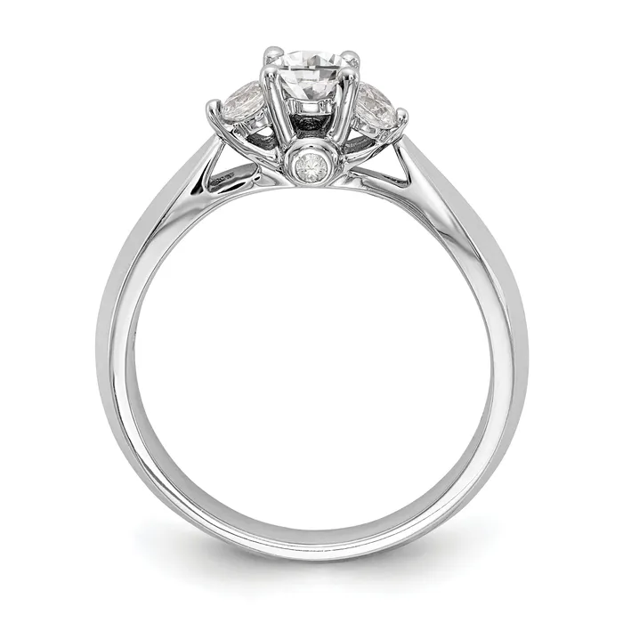 Rings Goldiacom 14K White Gold 3 Stone Simulated Diamond Engagement Ring