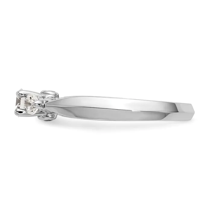 Rings Goldiacom 14K White Gold 3 Stone Simulated Diamond Engagement Ring