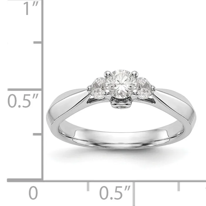 Rings Goldiacom 14K White Gold 3 Stone Simulated Diamond Engagement Ring