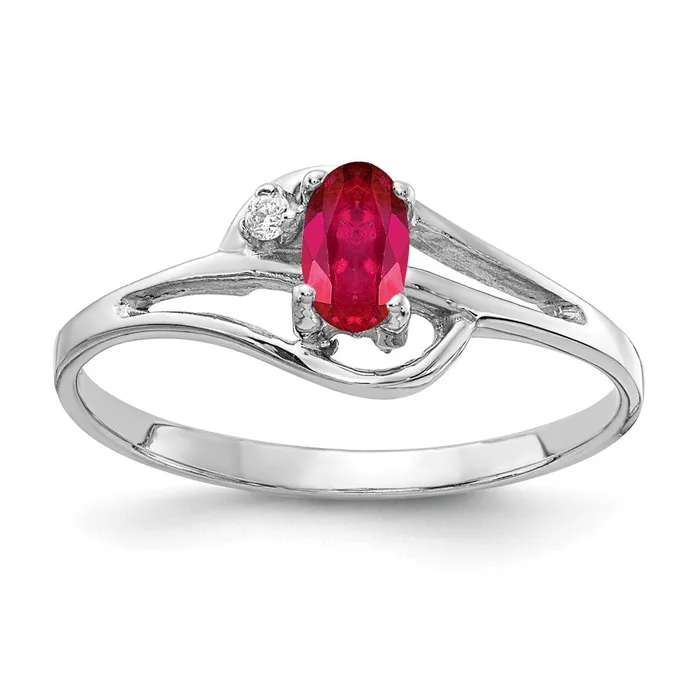 Rings Goldiacom 14k White Gold 5x3mm Oval Ruby VS Real Diamond ring