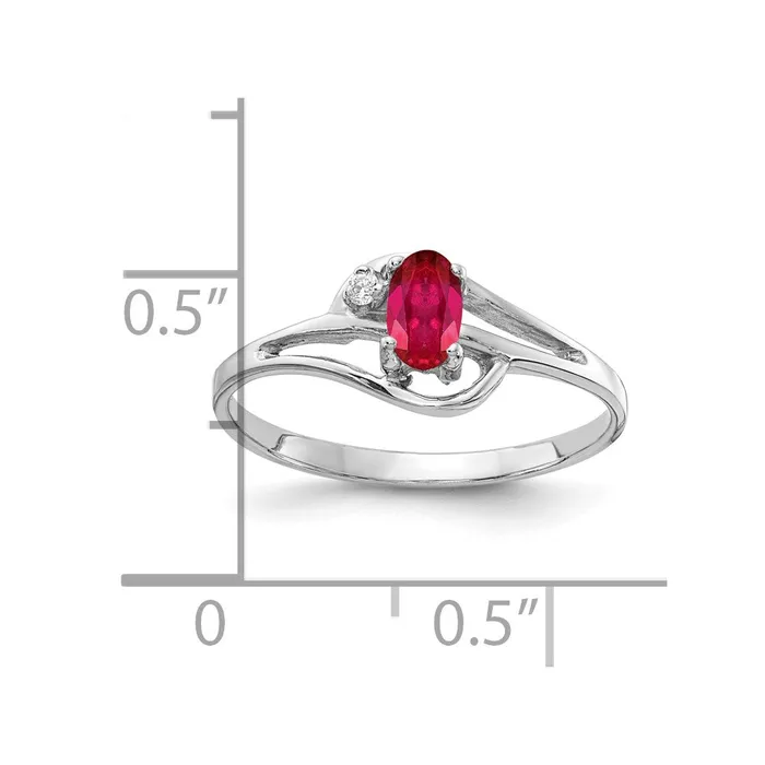 Rings Goldiacom 14k White Gold 5x3mm Oval Ruby VS Real Diamond ring