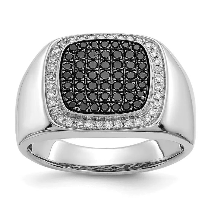 Rings Goldiacom 14k White Gold Black and White Real Diamond Mens Ring Rings Goldiacom 14k White Gold Black and White Real Diamond Mens Ring
