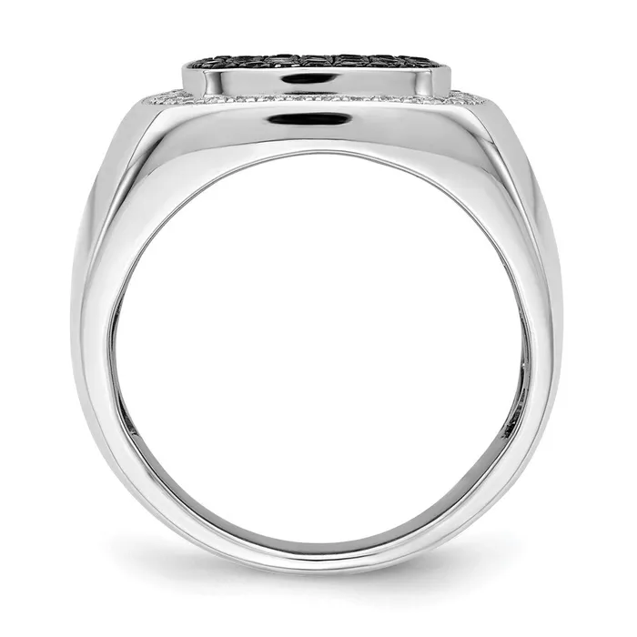 Rings Goldiacom 14k White Gold Black and White Real Diamond Mens Ring