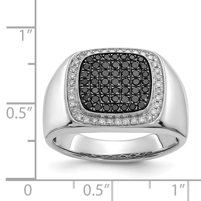 Rings Goldiacom 14k White Gold Black and White Real Diamond Mens Ring