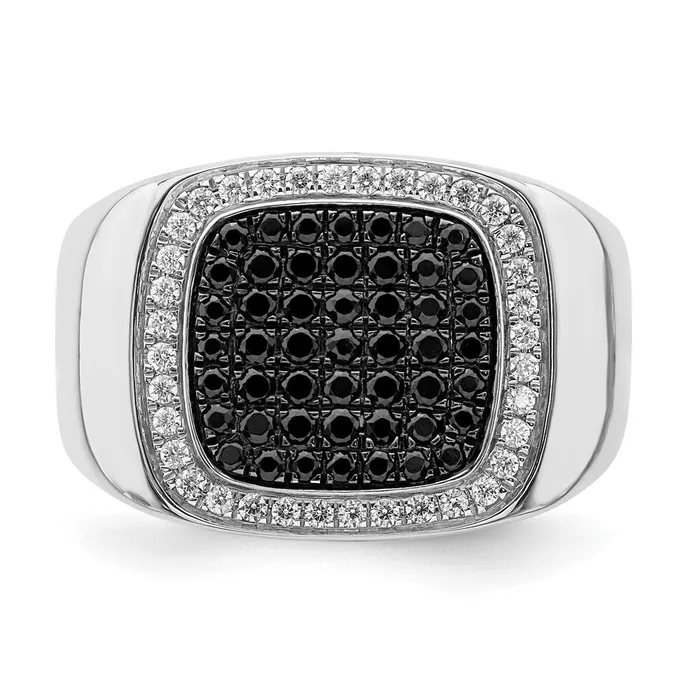 Rings Goldiacom 14k White Gold Black and White Real Diamond Mens Ring