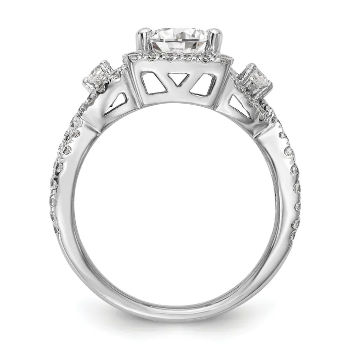 Rings Goldiacom 14K White Gold Diamond Princess CZ Cushion Halo Engagement Ring