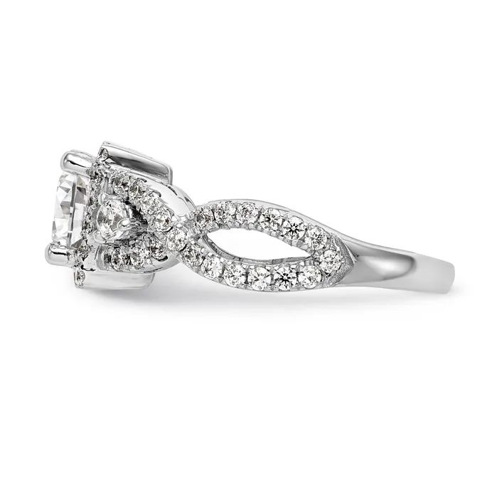 Rings Goldiacom 14K White Gold Diamond Princess CZ Cushion Halo Engagement Ring