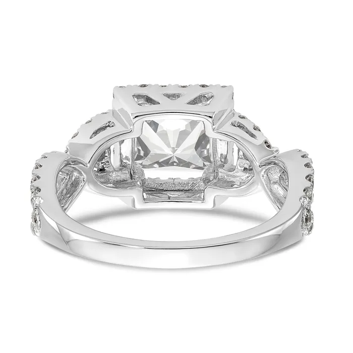 Rings Goldiacom 14K White Gold Diamond Princess CZ Cushion Halo Engagement Ring